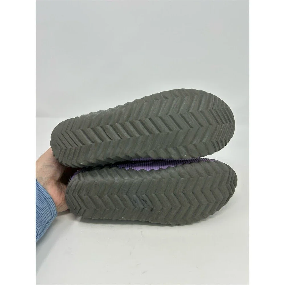 SOREL Out N About Plus Duck Boots Girls Silver Gray Purple Trim Waterproof 4
